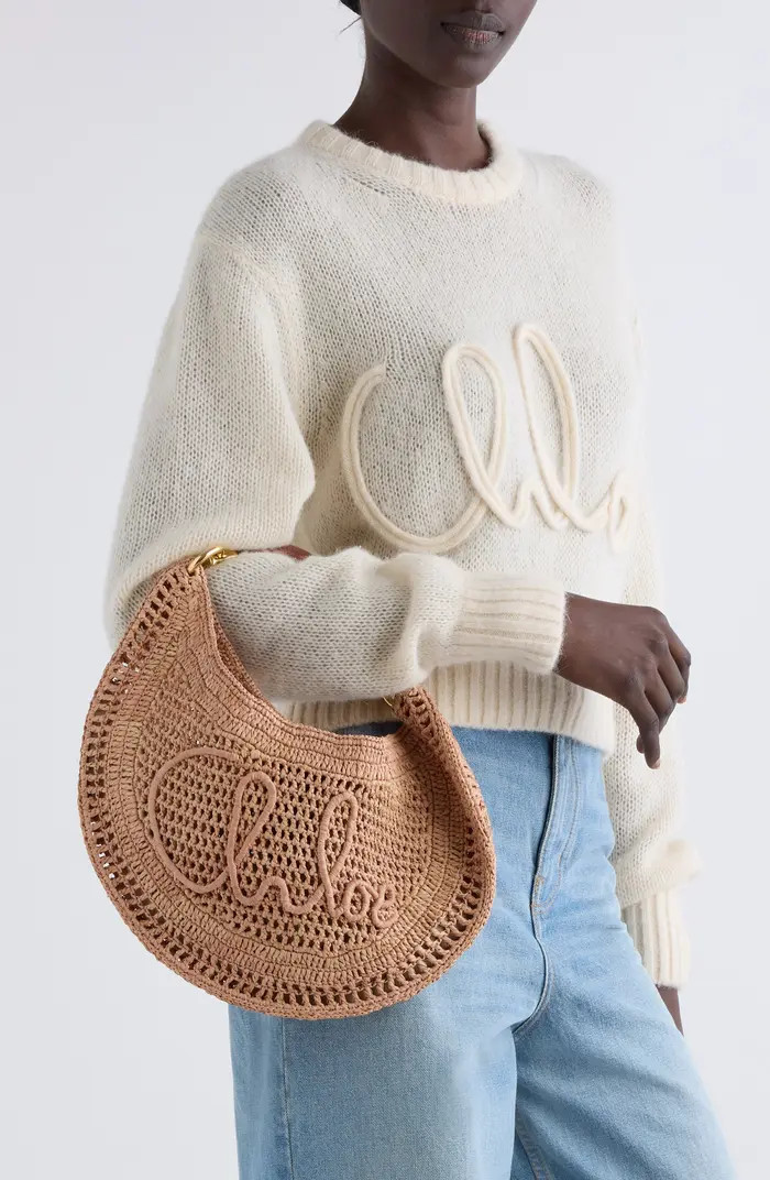 Summer Banana Crochet Raffia Hobo Bag | Nordstrom
