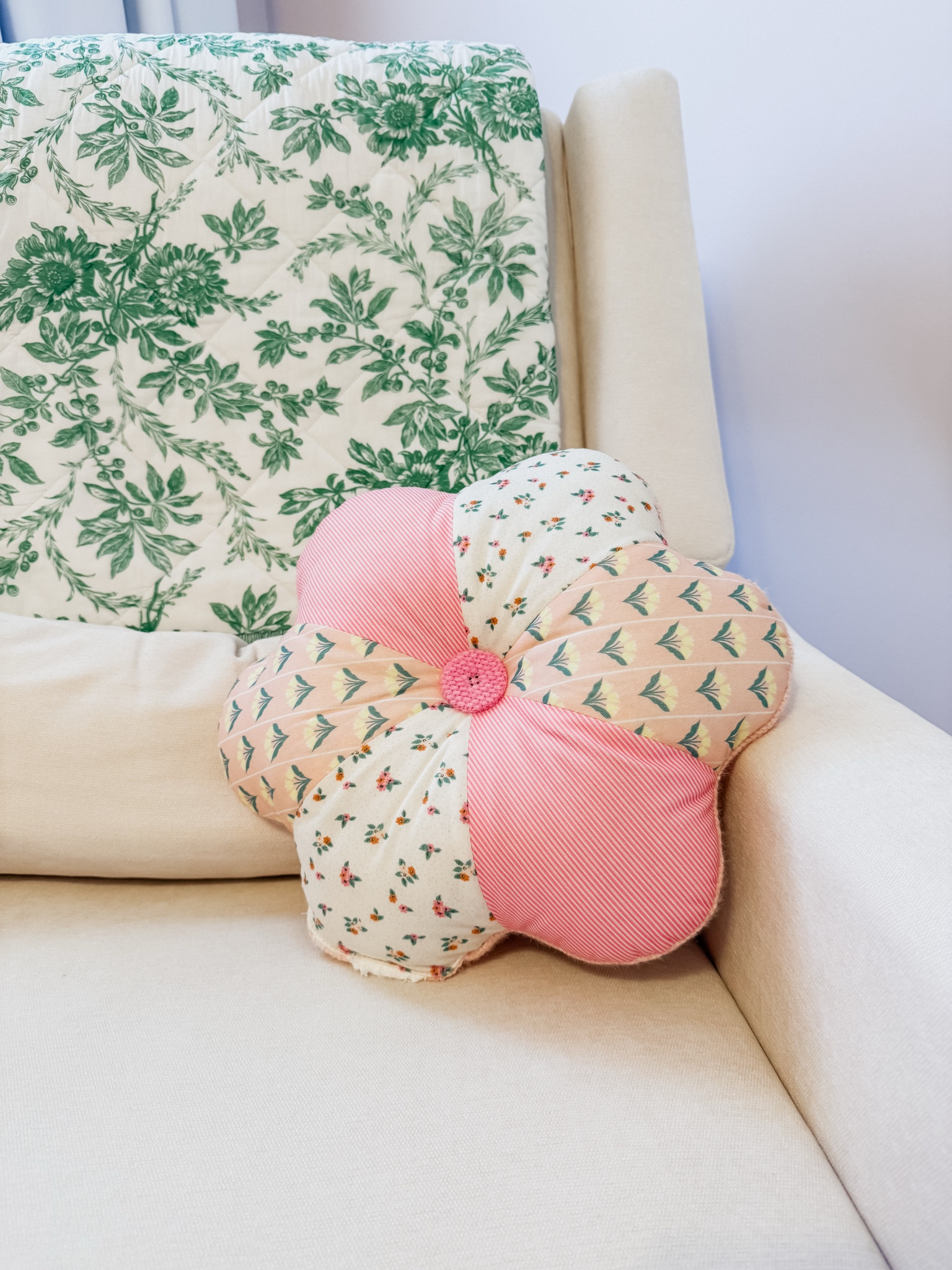 $10 flower pillow for spring from target! Perfect for baby girl nursery decor! 

#LTKBaby #LTKSeasonal