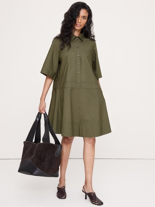 Cotton Poplin Trapeze Mini Shirt Dress | Banana Republic (US)