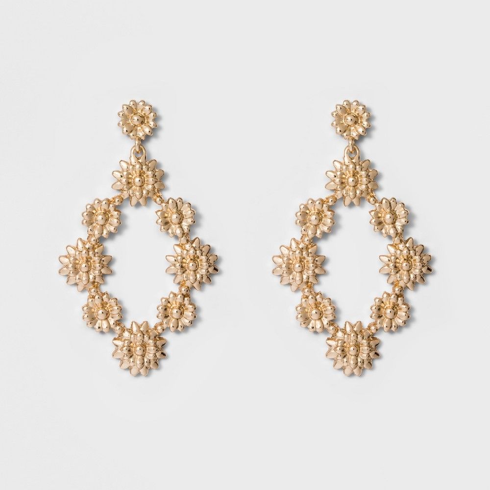Sugarfix by BaubleBar Gilded Floral Hoop Earrings - Gold, Girl's | Target