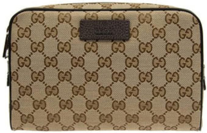 Gucci Womens Canvas Leather Trim Fanny Pack Brown Small | Amazon (US)