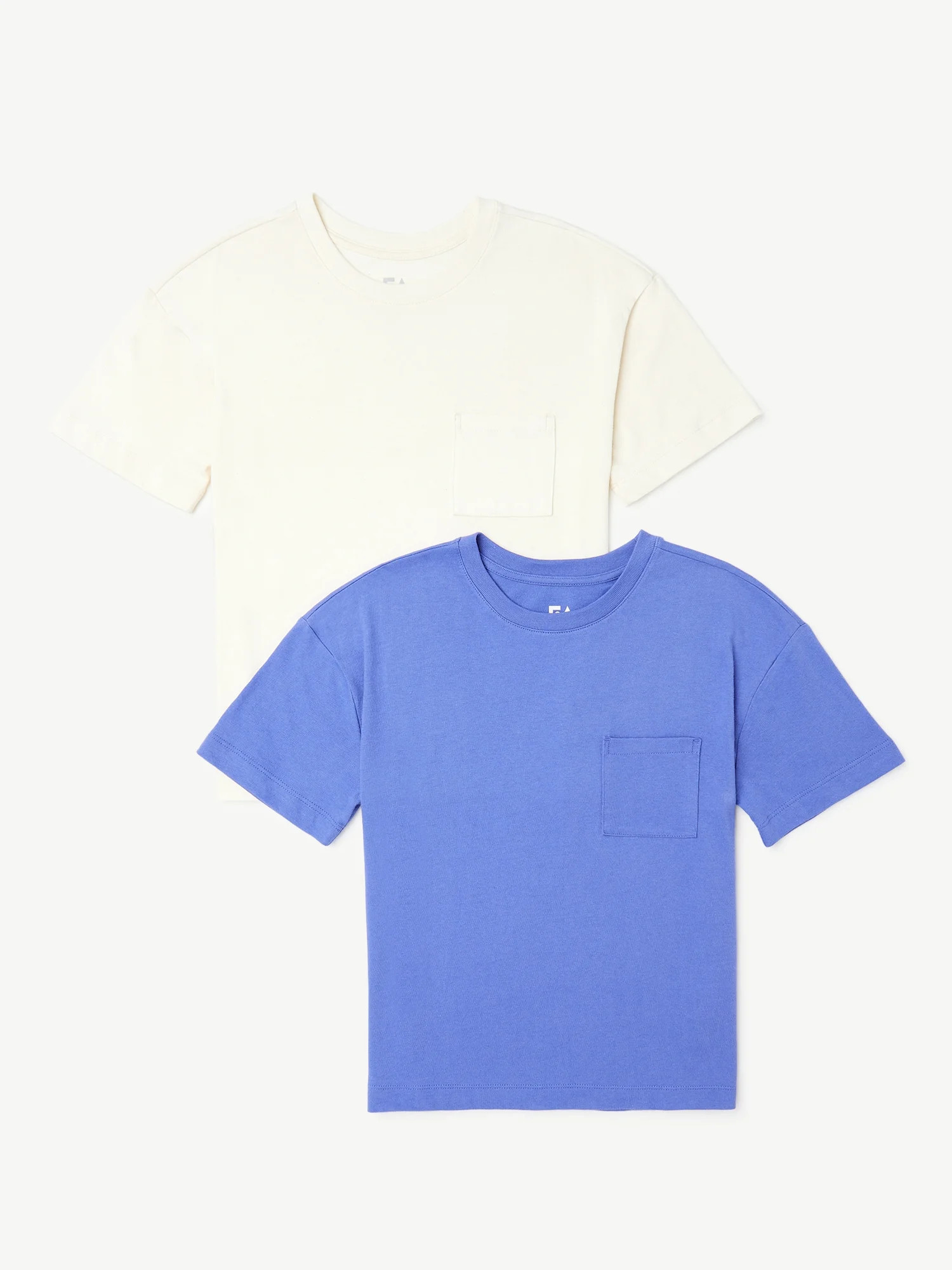 Free Assembly Girls Short Sleeve Boxy Pocket Tee, 2-Pack, Sizes 4-18 | Walmart (US)