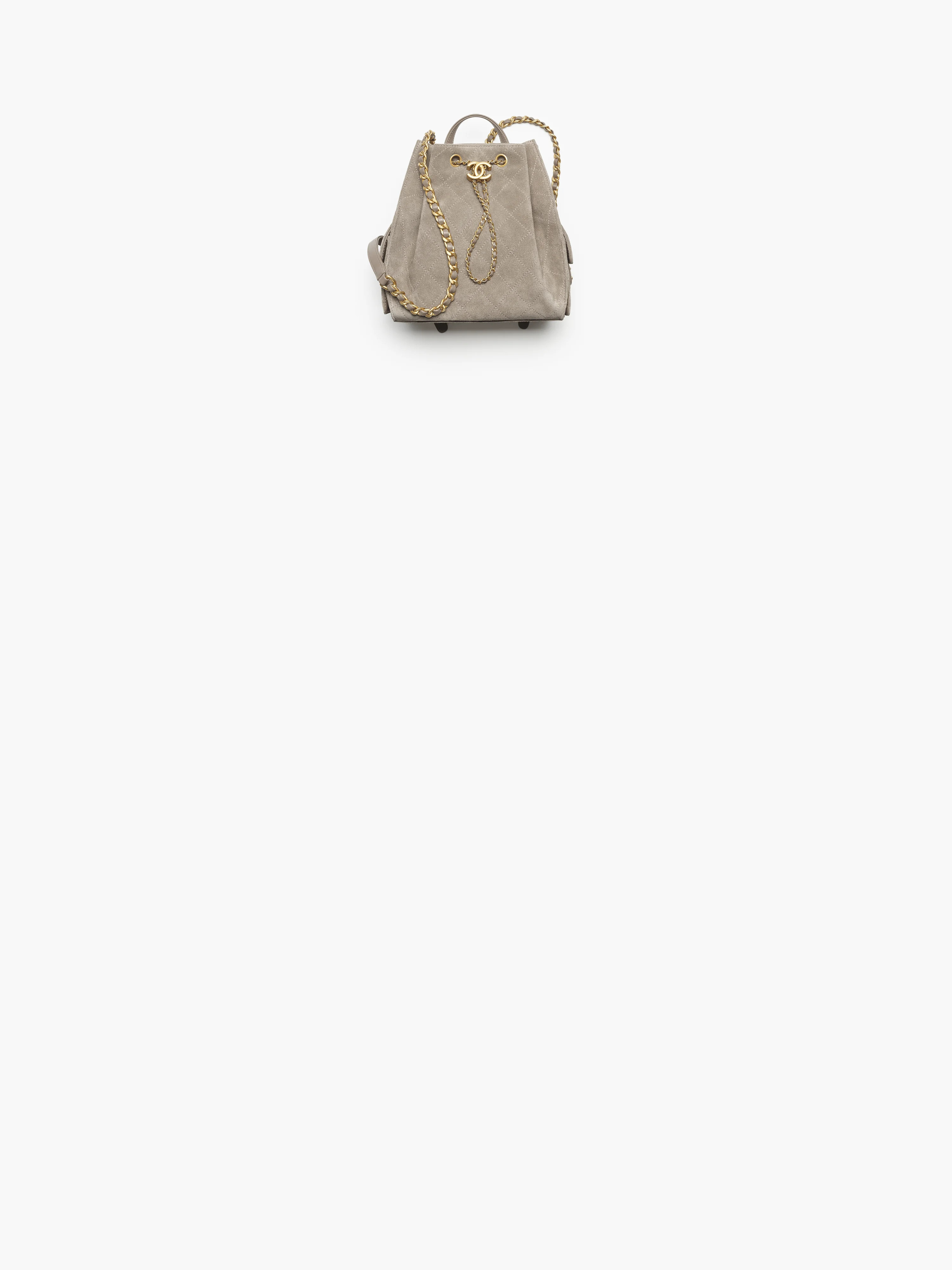 Chanel 25 medium backpack, Suede calfskin & gold-tone metal, dark gray — Fashion | CHANEL | Chanel, Inc. (US)