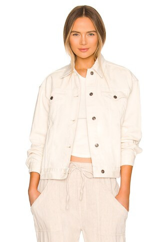 Free People Jolene Trucker Denim Jacket in Ecru from Revolve.com | Revolve Clothing (Global)