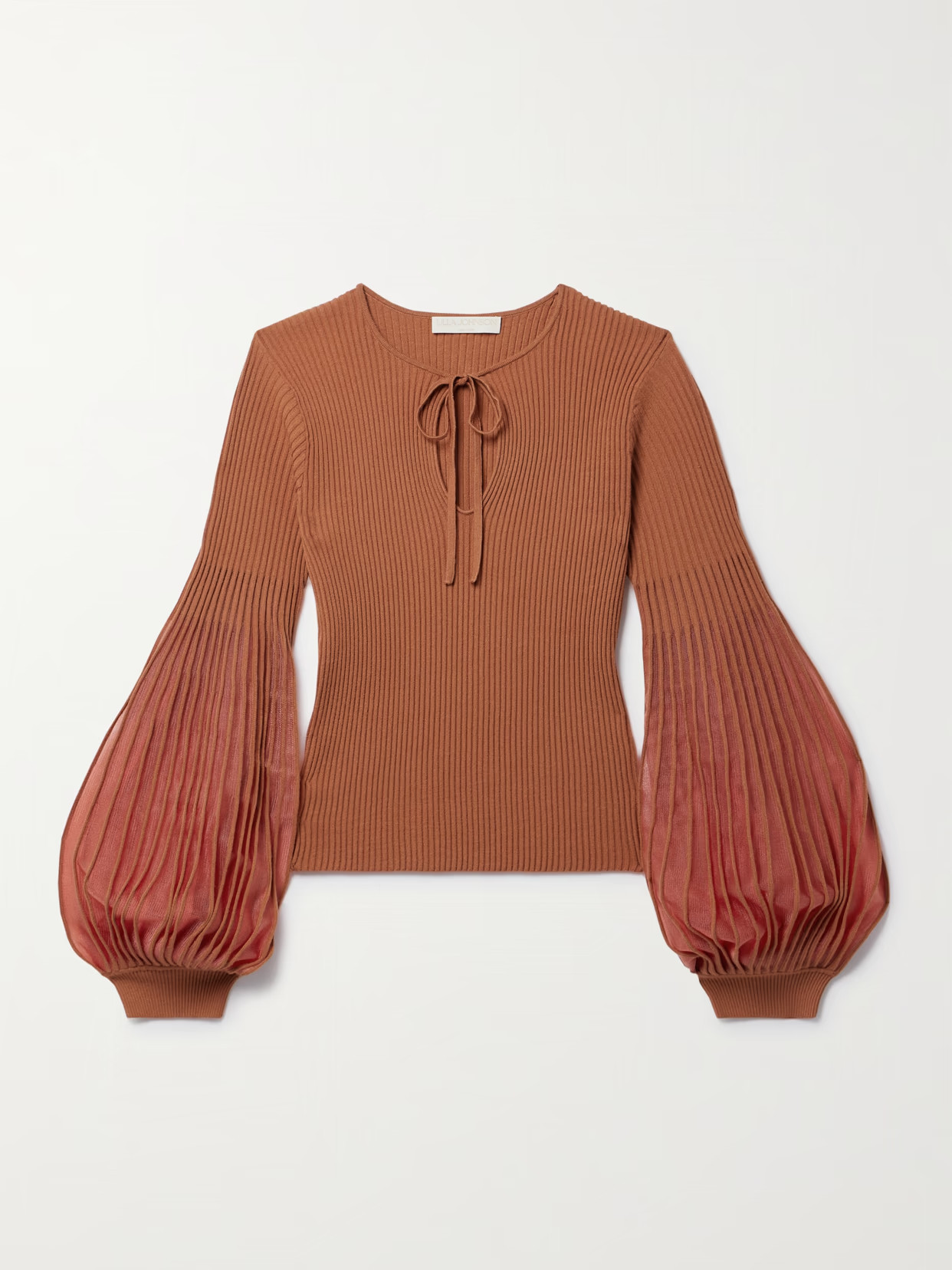 Ulla Johnson - Lenora Tulle-trimmed Ribbed-knit Top - Red | NET-A-PORTER (US)