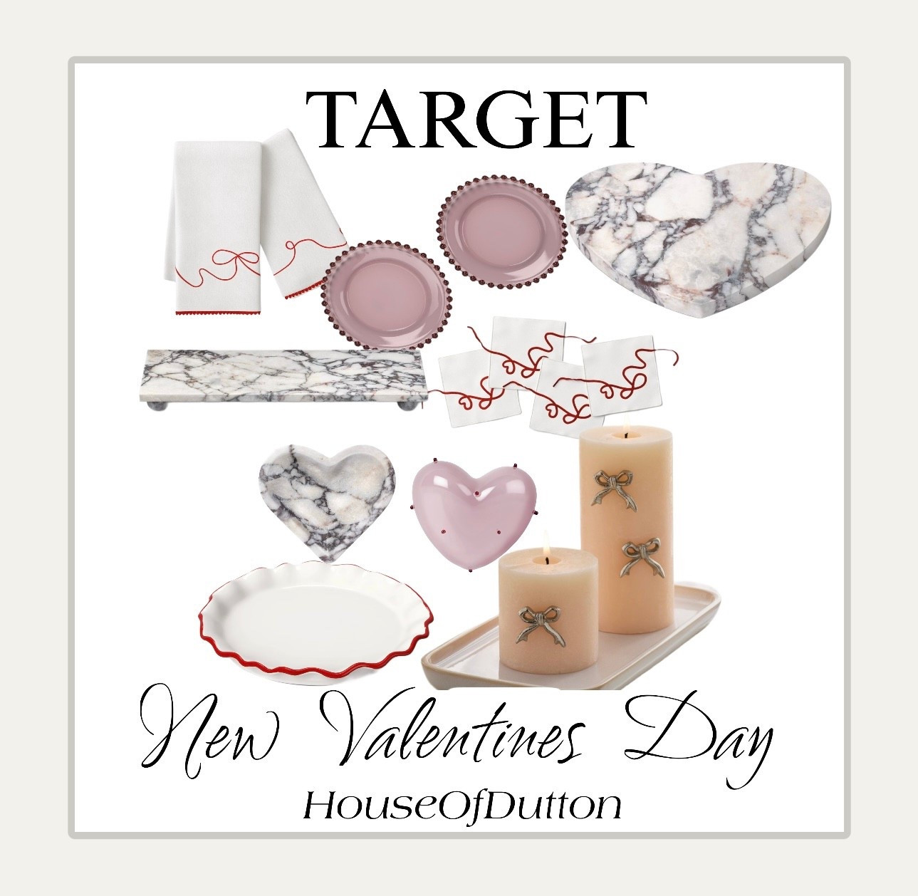 Target Valentine’s Day decor, but make it timeless. Marble accents, heart trays, bow details, soft pink plates, and neutral candles that work well beyond February. These are the pieces you’ll reuse year after year.

#valentinesdecor
#heartdecor
#marbletray
#decorativeplate
#candleholders
#neutraldecor
#romantichome
#tabletopdecor
#coasterset
#hearttray
#targetdecor
#targethome
#seasonaldecor


#LTKFindsUnder50 #LTKHome #LTKSeasonal