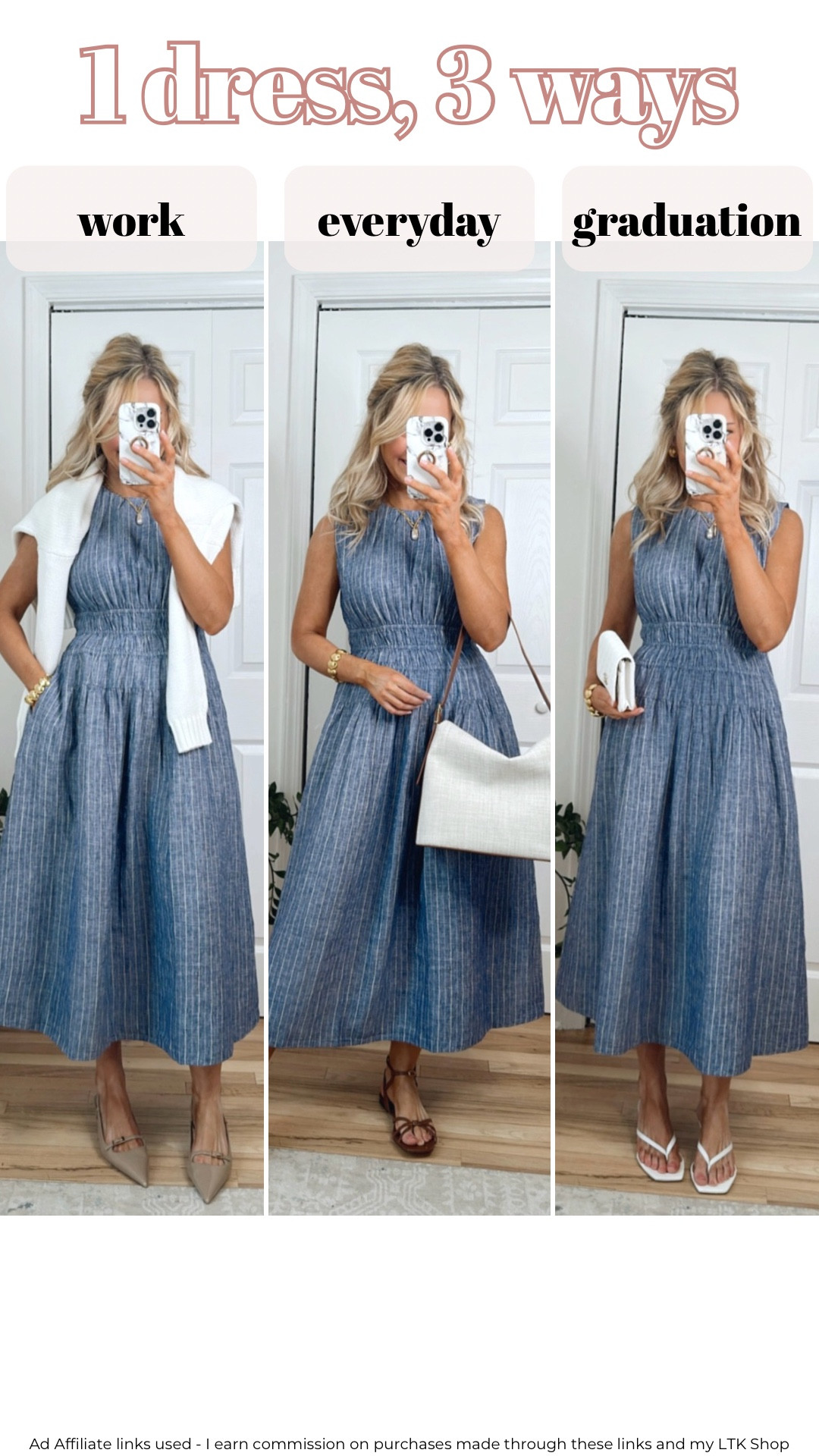 Linen dress styled 3 ways for different occasions ✨