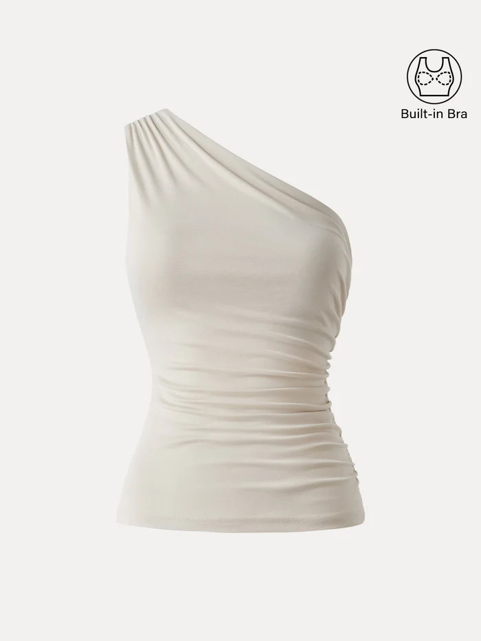 Sandwashed One Shoulder Ruched Brami | OGLmove