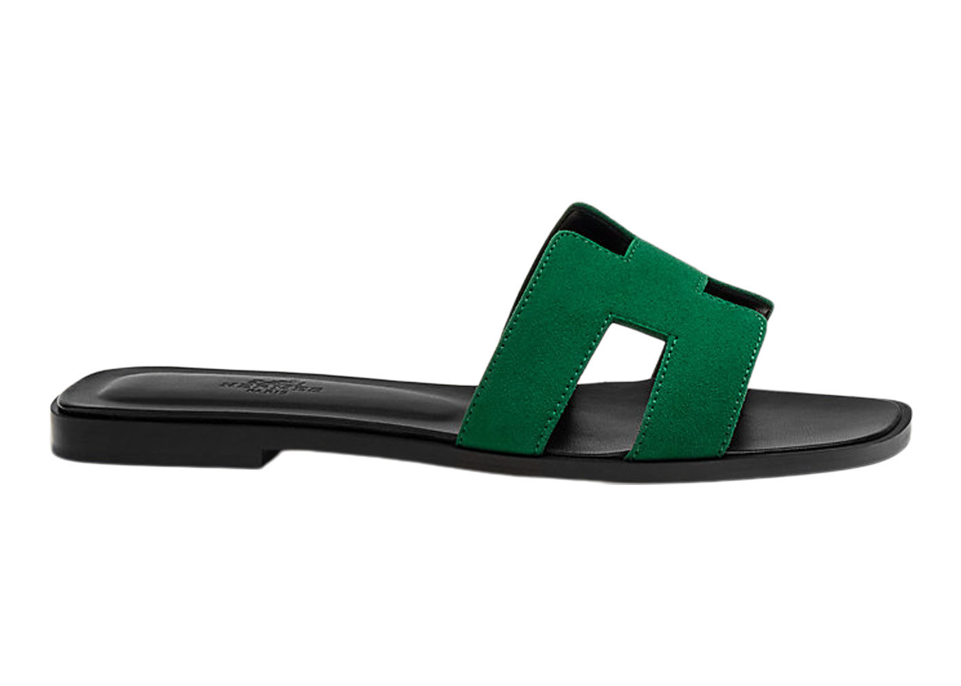 Women's Hermes Oran Sandal Vert Electrique Suede Goatskin Sneakers in Green/Black | StockX
