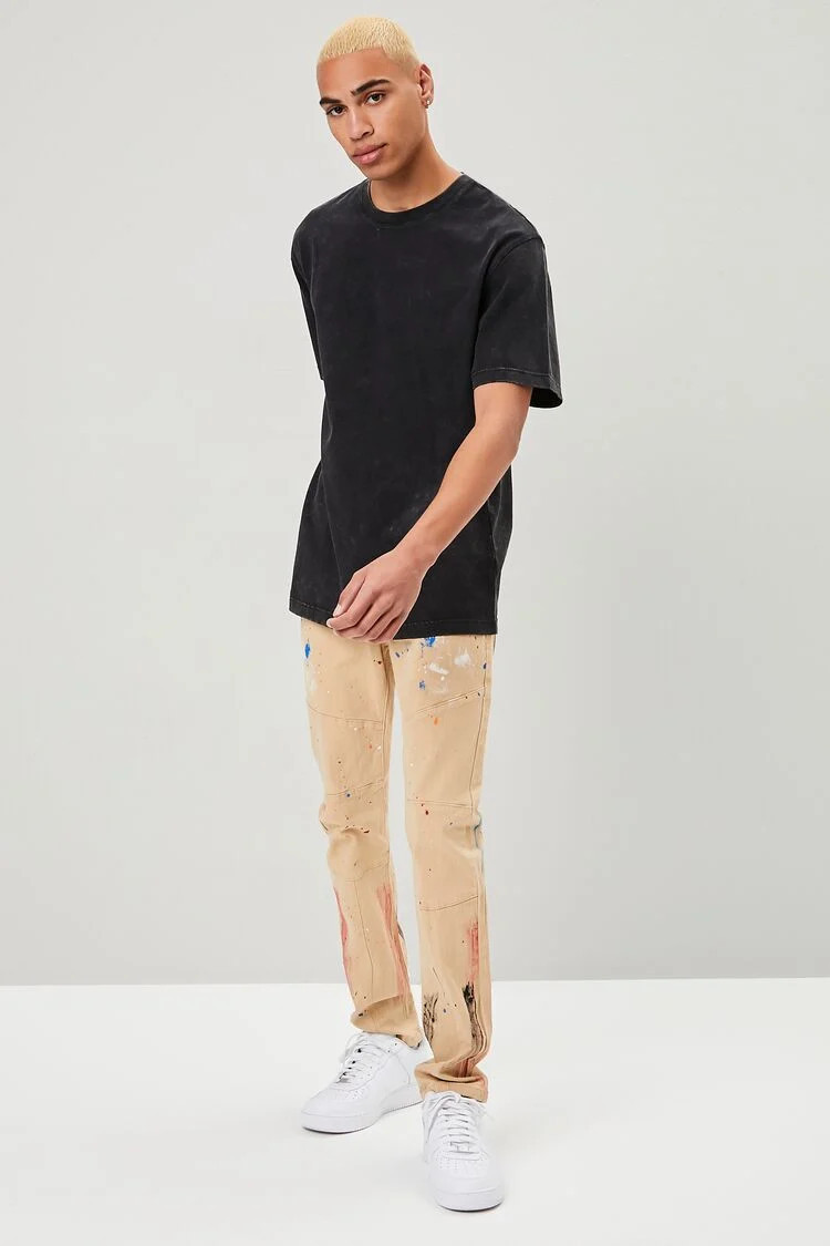 Men Reason Paint Splatter Pants in Khaki, 38 | Forever 21 (US)