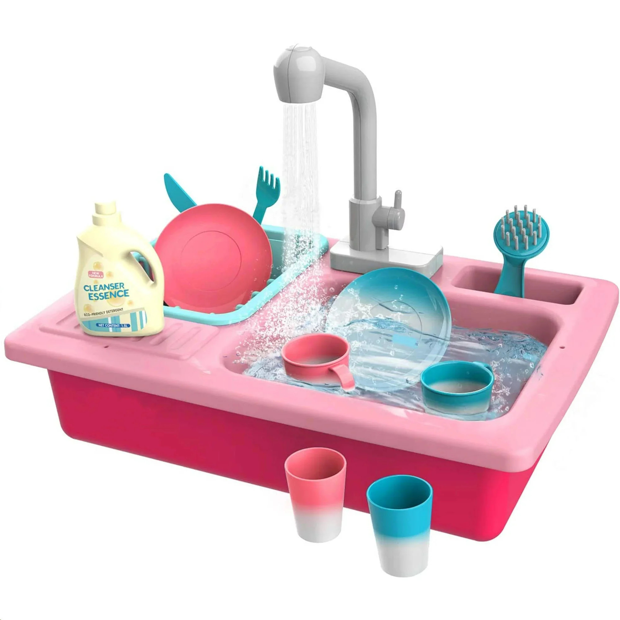 JoyStone Color Changing Play Kitchen Sink Toys, Children Electric Dishwasher Playing Toy with Run... | Walmart (US)