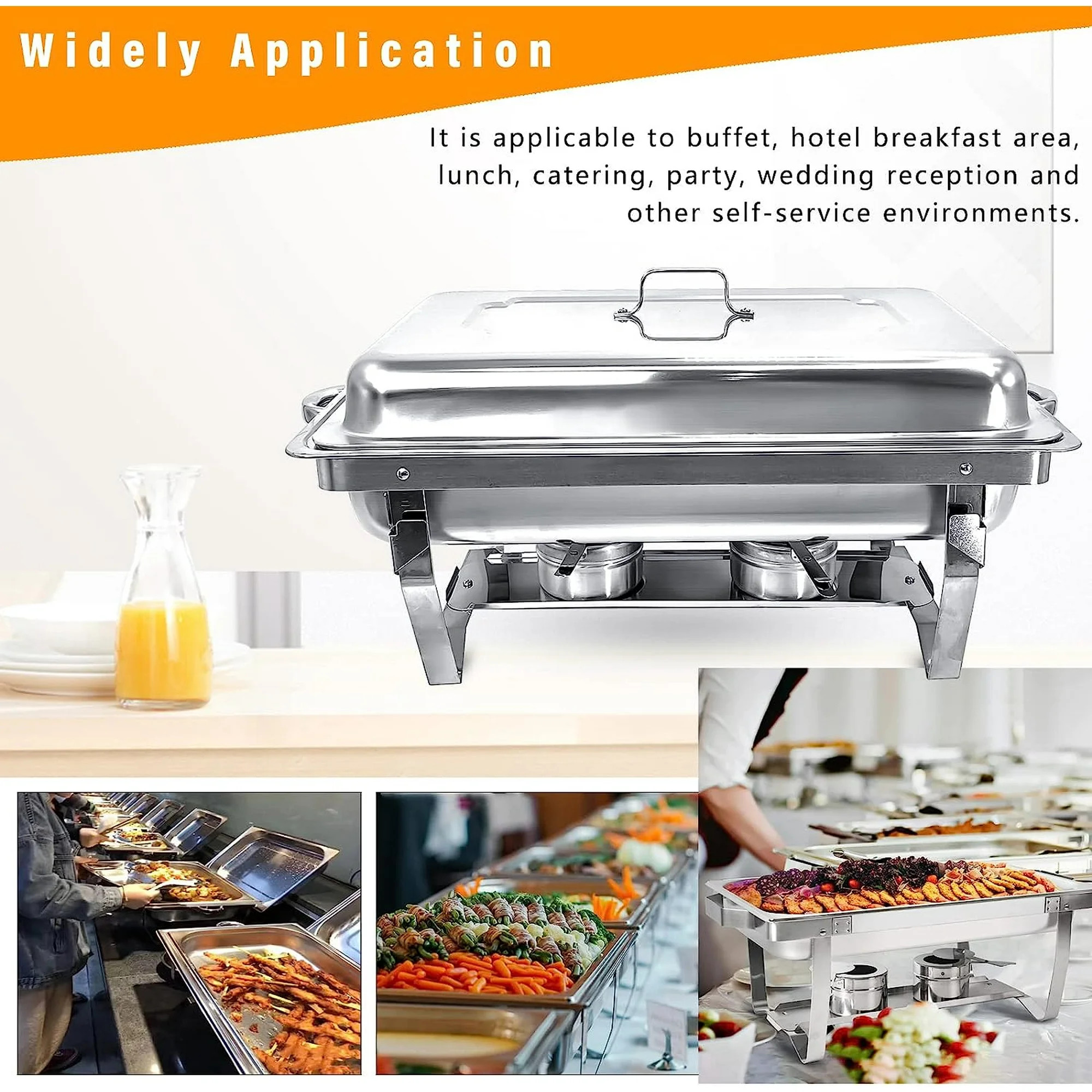Jacgood Chafing Dish Buffet Set 4 Pack 8QT Full Pan Stainless Steel Food Warmer Chafer Complete S... | Walmart (US)