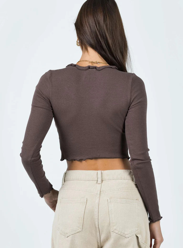 Tyson Long Sleeve Top Brown | Princess Polly US