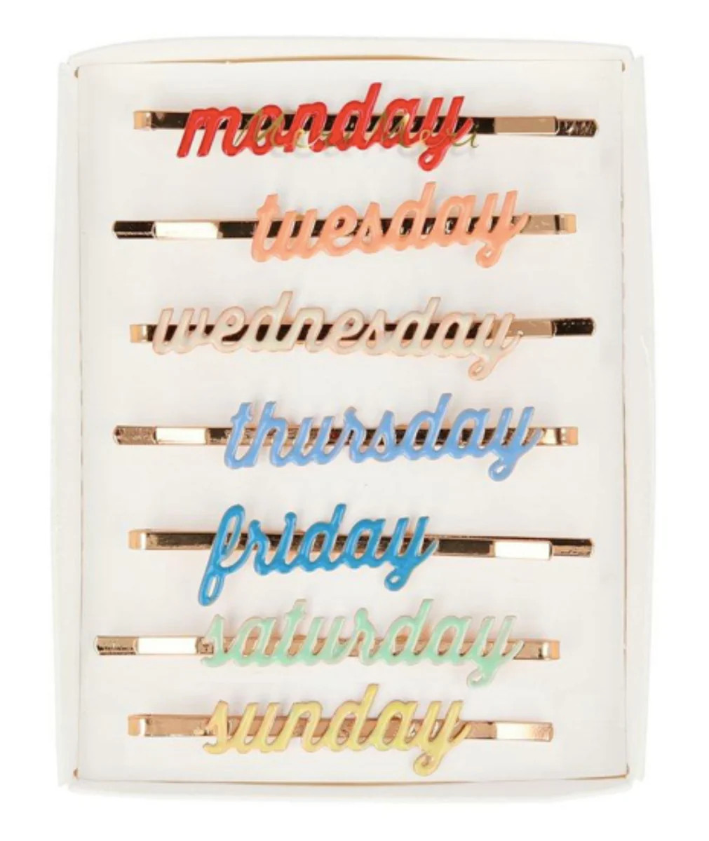 Meri Meri Enamel Week Day Hair Sliders (set of 7) | HoneyPie Kids Children's Clothing Boutique