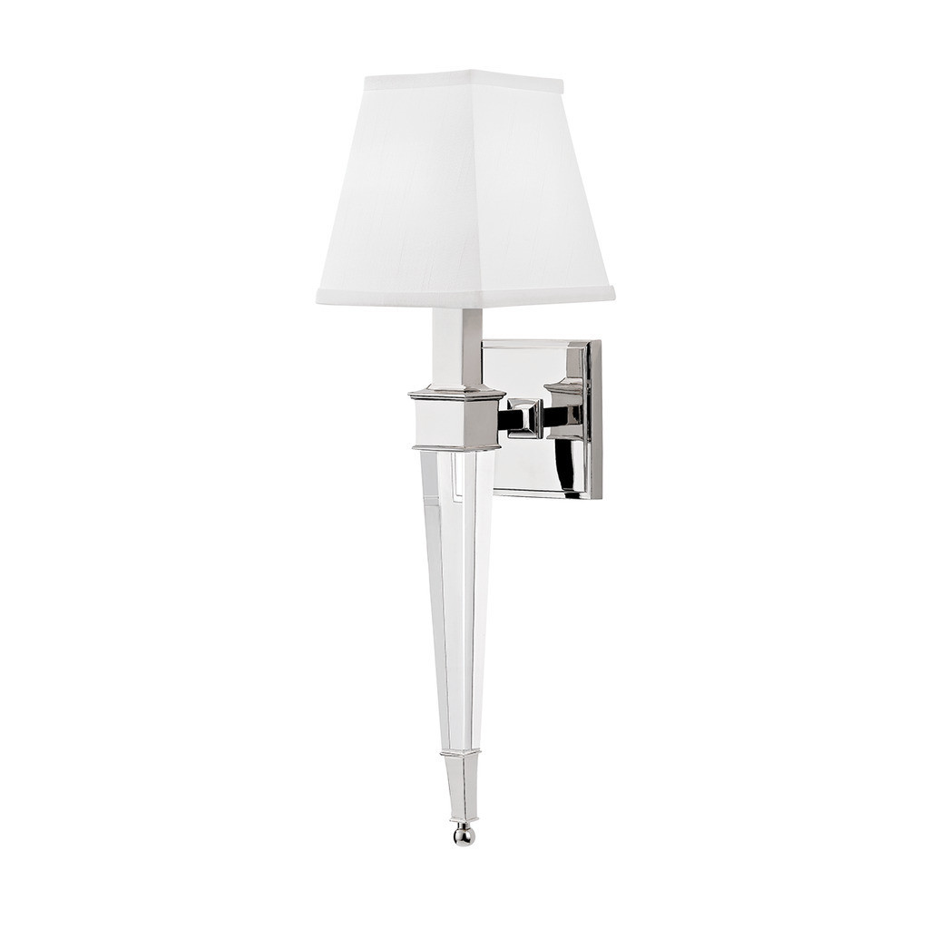 Ruskin Wall Sconce In Polished Nickel and White | 1stopbedrooms