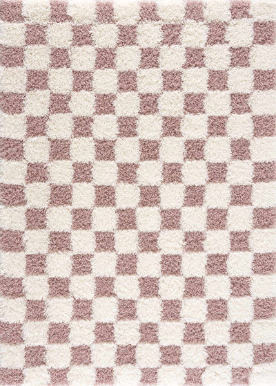 Atira Pink Checkered Shag Rug | Boutique Rugs