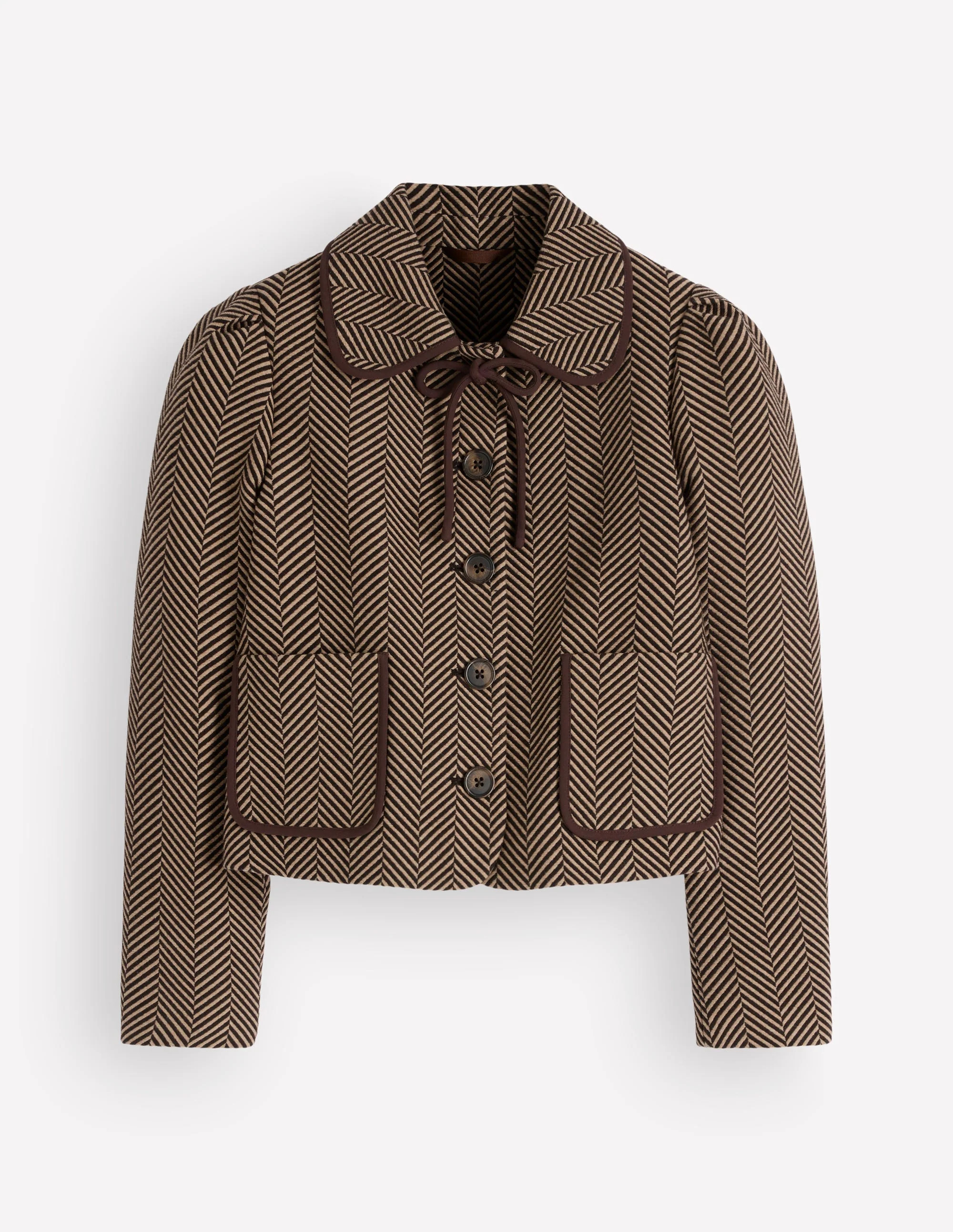 Branscombe Bow Jacket-Brown Herringbone | Boden (US)