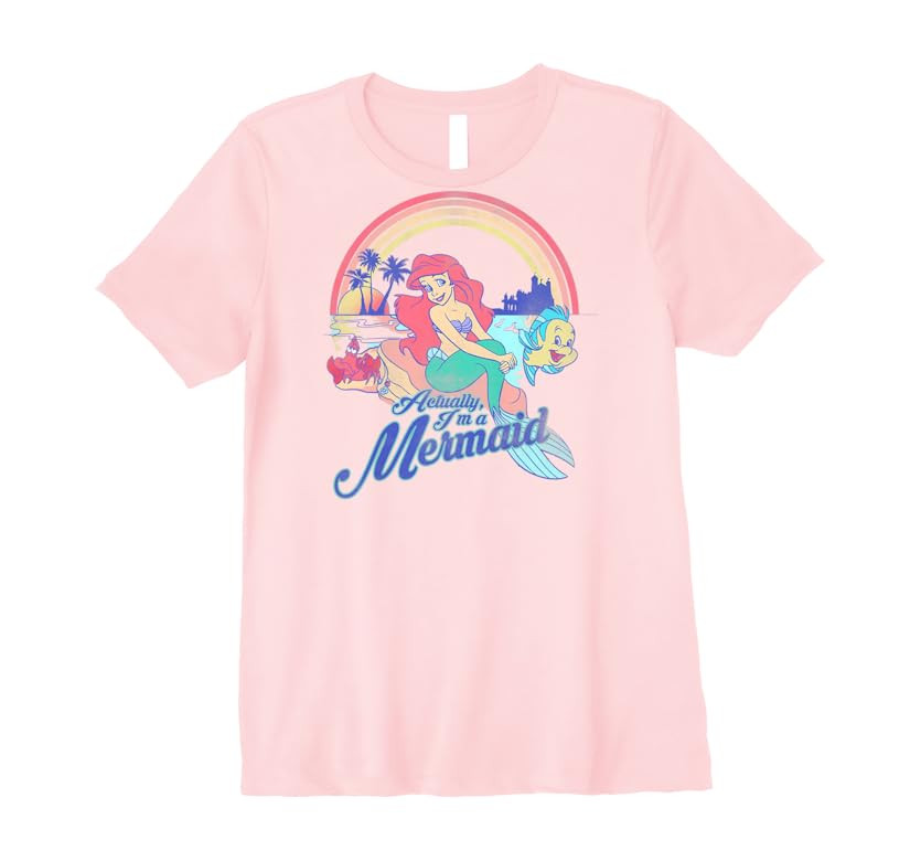Disney Little Mermaid Pastel Rainbow Retro Premium T-Shirt | Amazon (US)