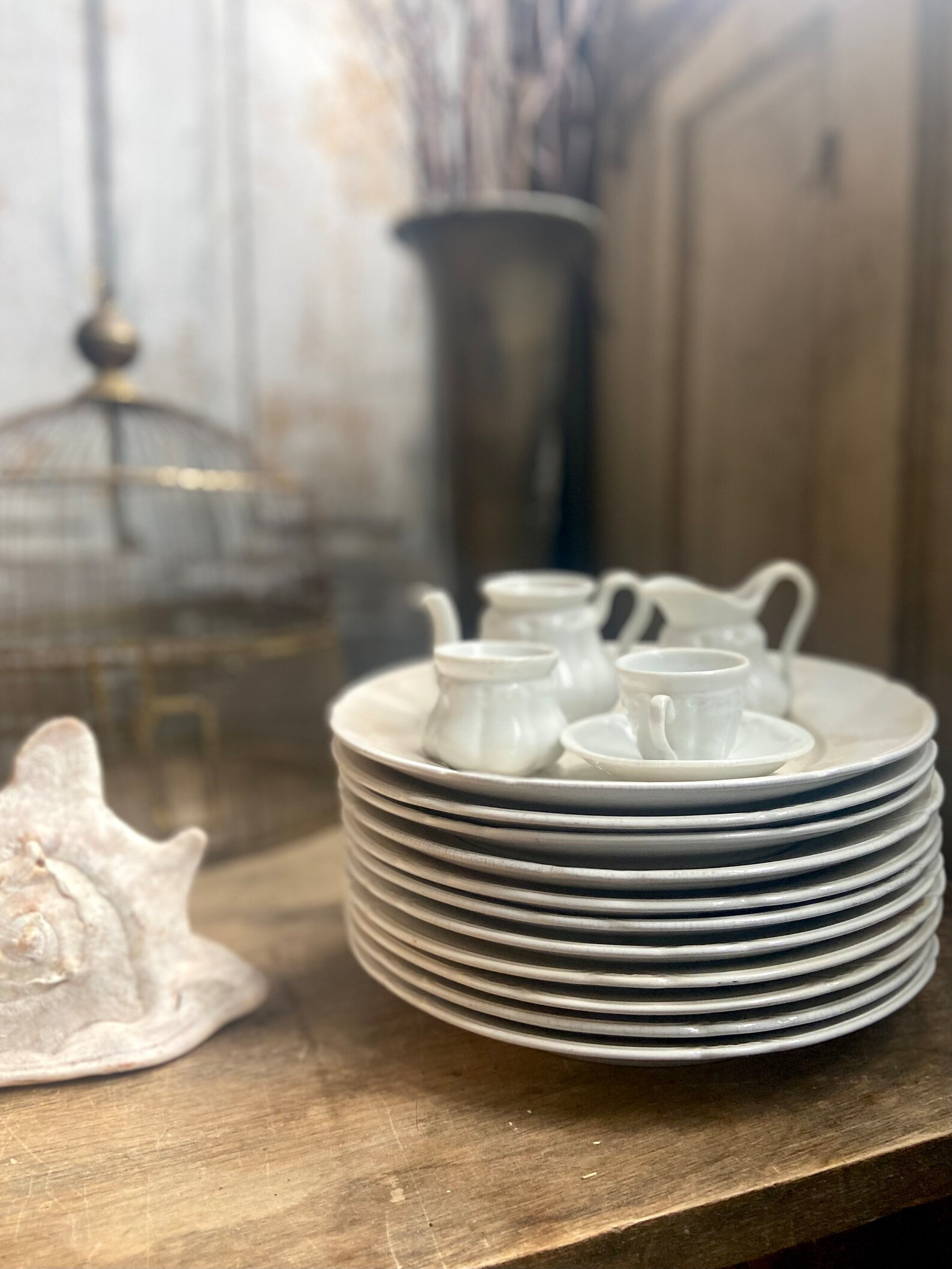 Antique Ironstone Stained and Crazed Large Plate Stack 11 - Etsy | Etsy (US)