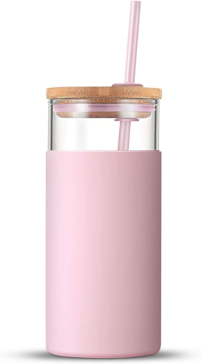 tronco 20oz Glass Tumbler Glass Water Bottle Straw Silicone Protective Sleeve Bamboo Lid - BPA Fr... | Amazon (US)
