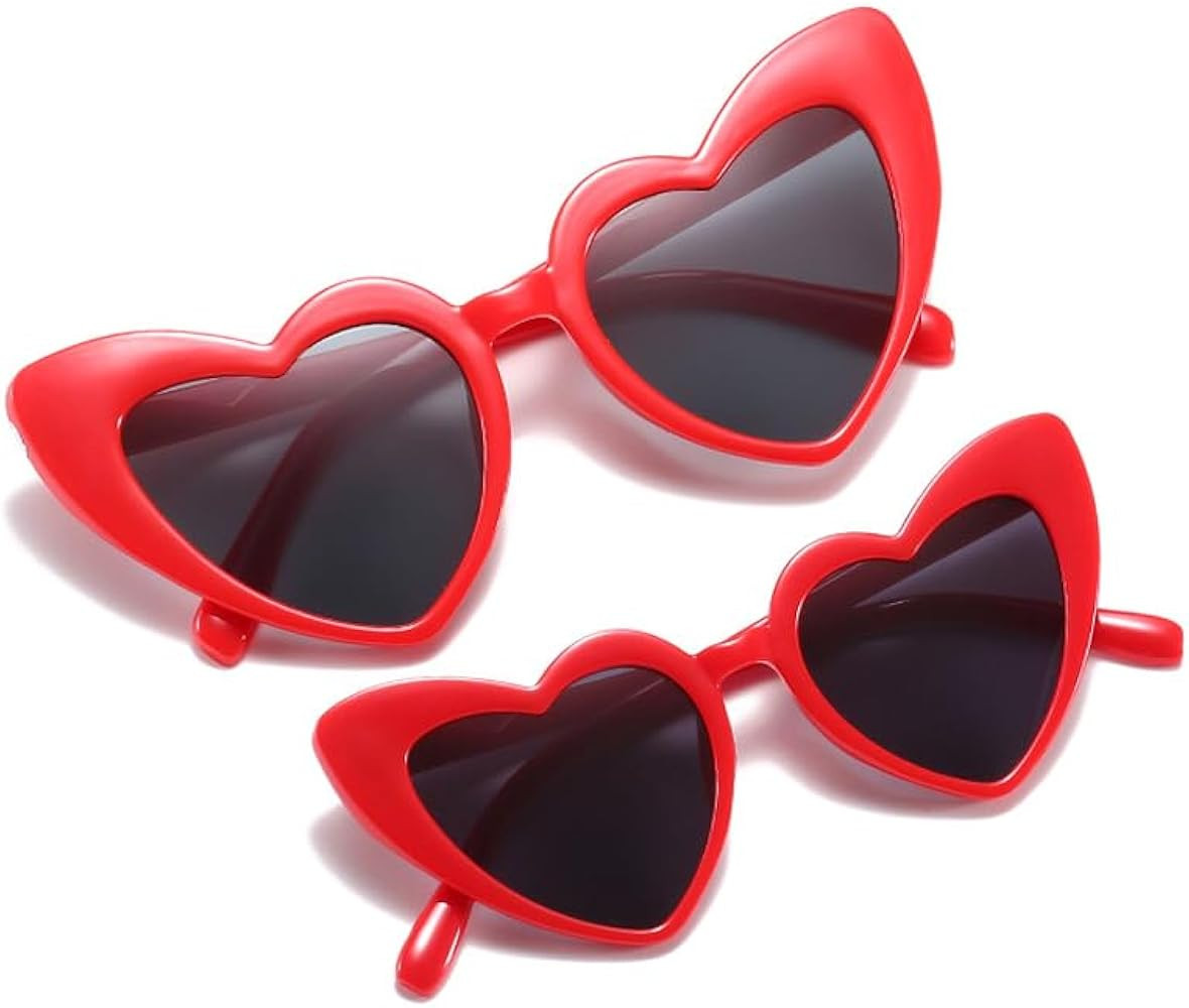 OZPYKAE 2Pcs/Set Heart Sunglasses Women and Kids,Vintage Love Heart Shaped Sunglasses Cat Eye Gla... | Amazon (CA)