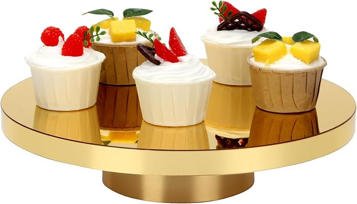 11.8''Gold Cake Stand, Round Dessert Table Display Holder, Acrylic Cake Tray Serving Platter for ... | Amazon (US)