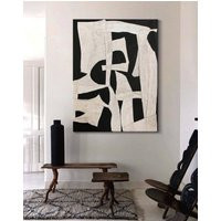 Black Beige Abstract Painting Wabi Sabi Wall Art Black Minimalist Canvas Large Neutral Decor Rich Textured | Etsy (US)