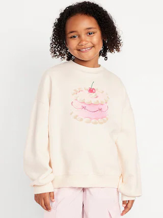 Favorite Fleece Oversized Graphic Tunic Sweatshirt for Girls | Old Navy (US)