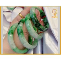 Jadeite Jade Bangle Bracelet With Dark Green Spots 48-62mm Light | Genuine Gemstone Jewelry, Perfect Christmas/New Year Gift | Etsy (US)