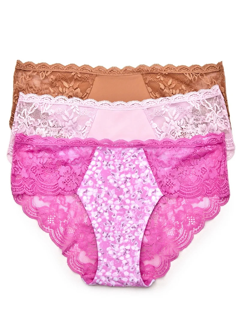 Joyspun Women's Microfiber and Lace Hipster Panties, 3-Pack, Sizes XS-3XL - Walmart.com | Walmart (US)