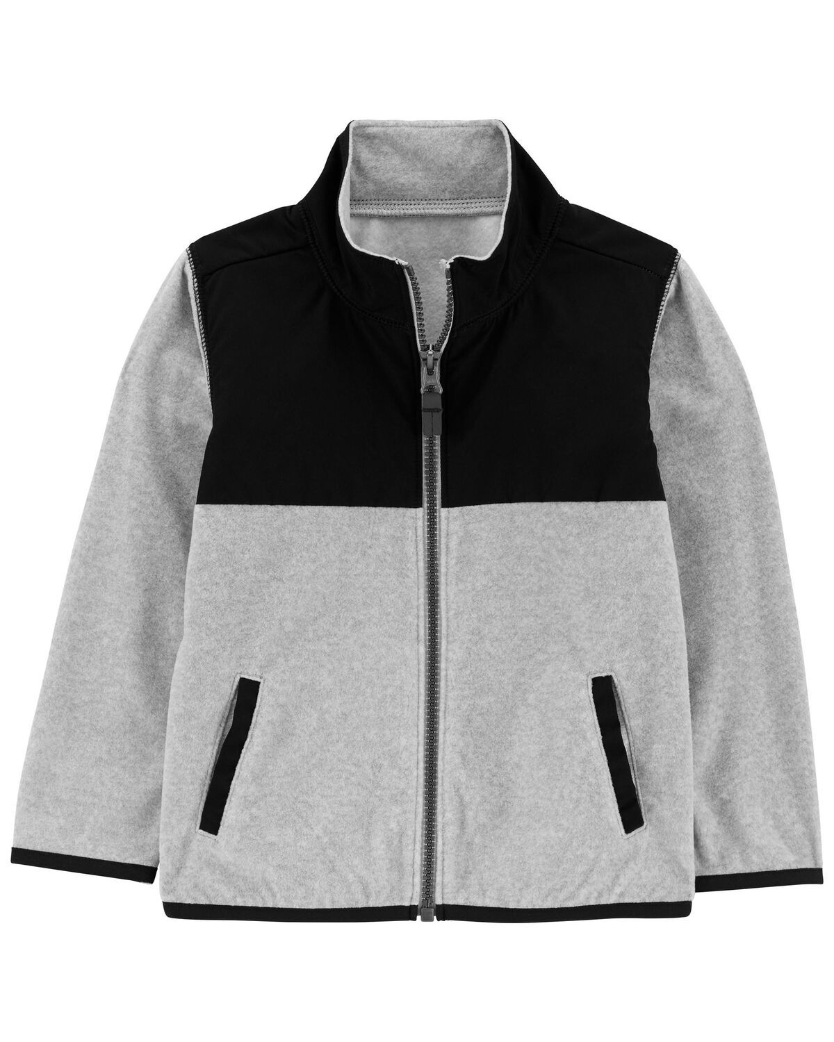 Grey/Black Baby Zip-Up Fleece Jacket | carters.com | Carter's