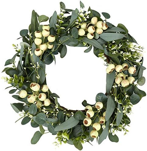 Green Eucalyptus Wreath,Artificial Eucalyptus Leaves Wreath with Big Berries,Spring/Summer Greenery  | Amazon (US)