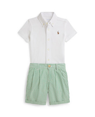 Polo Ralph Lauren Baby Boys' Knit Oxford Shirt and Seersucker Shorts, 2-Piece Set - Macy's | Macy's