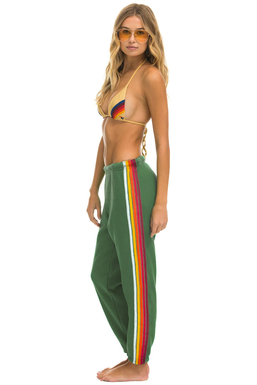 5 STRIPE SWEATPANTS - PALM // RAINBOW WHITE | Aviator Nation