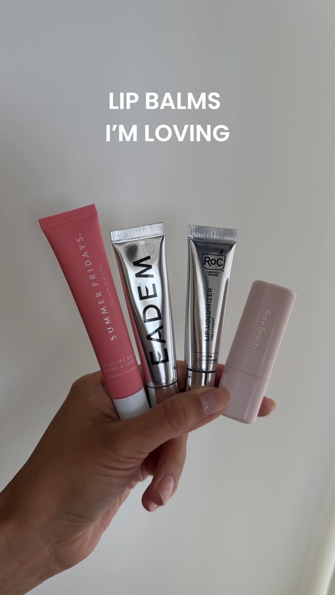 Current lip balm rotation 🤎 Clearly I’m into thick, glossy formulas that actually keep my lips moisturized.

@summerfridays Lip Butter Balm
@rarebeauty Find Comfort Lip Butter
@eadem.co Le Chouchou Lip Softening Balm
@rocskincare Derm Correxion Lip Volumizer Treatment

And the RoC one is NOT a subtle plump btw it reallyyy makes your lips look fuller while still feeling rich and hydrating. 10/10