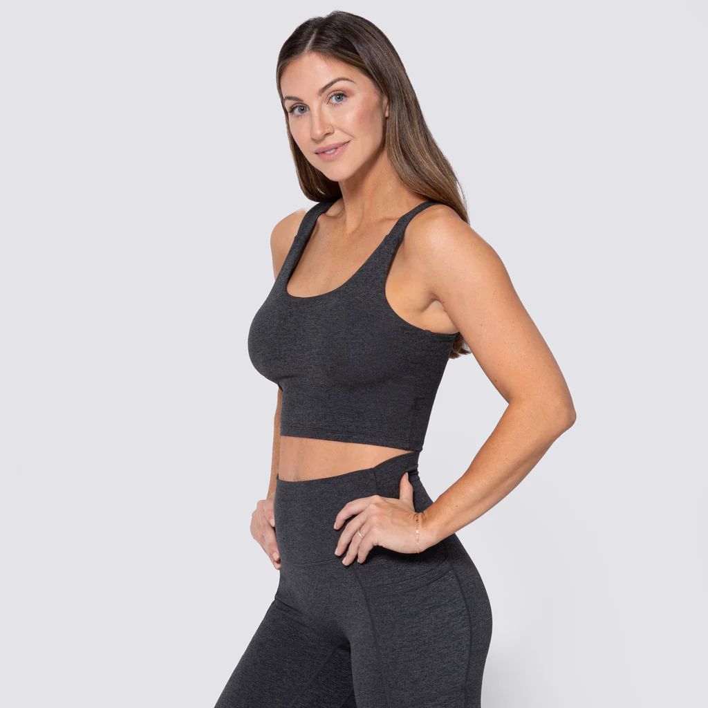 SoftLuxe Crop Top - Charcoal/Black | Love and Fit