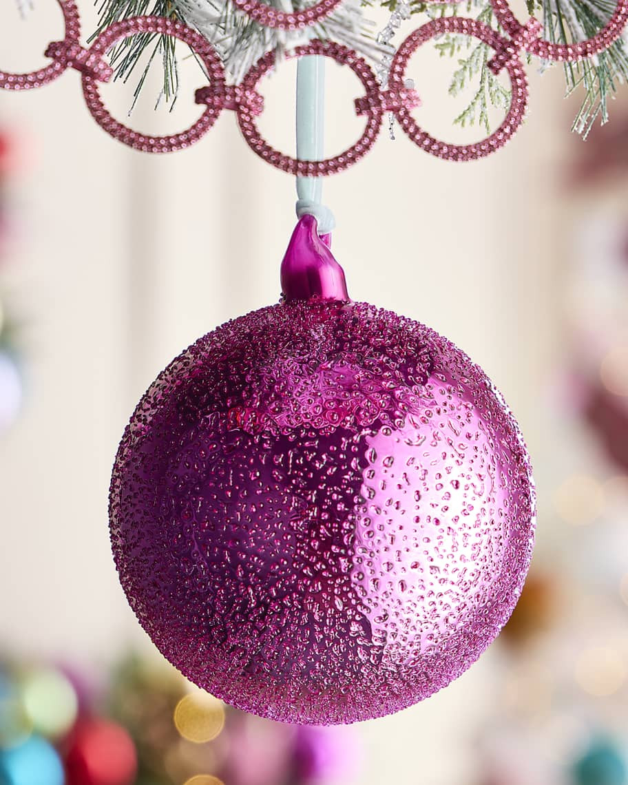 Jim Marvin Fuchsia Beaded Glass Sphere Christmas Ornament | Horchow