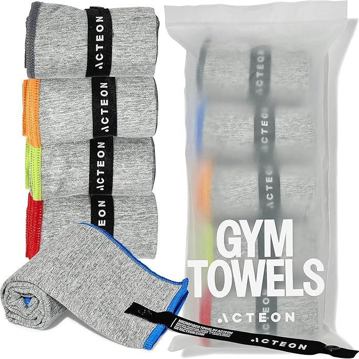 Acteon Microfiber Gym Towels 5 Pack, Quick Dry Silver ION Odor-Free Sweat Towel, Super Absorbent ... | Amazon (US)
