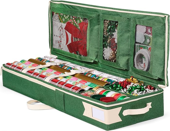 Little ELF Premium Wrapping Paper Storage Organizer, Easy to Carry, 6 Individual Pockets for Chri... | Amazon (US)