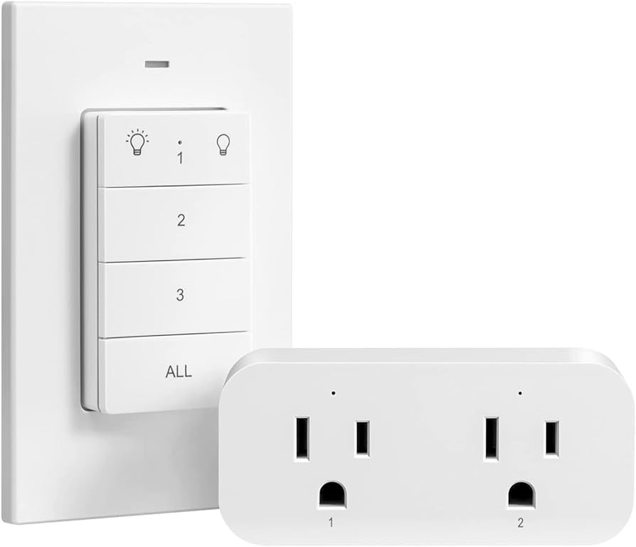 DEWENWILS Remote Control Outlet Wireless Light Switch, 2 Independent Control Sockets Electrical R... | Amazon (US)