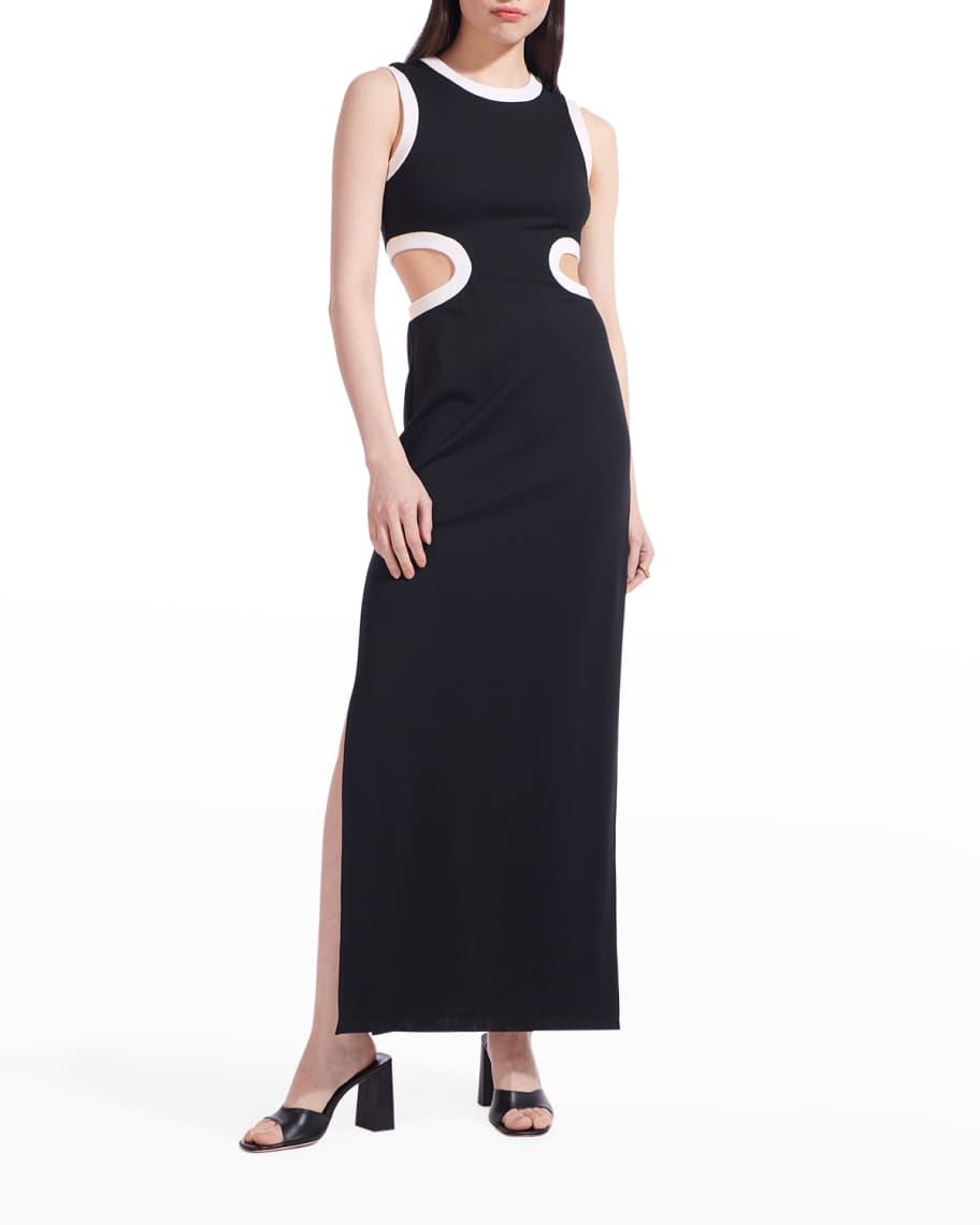 Staud Dolce Sleeveless Long Cutout-Waist Slit Dress | Neiman Marcus