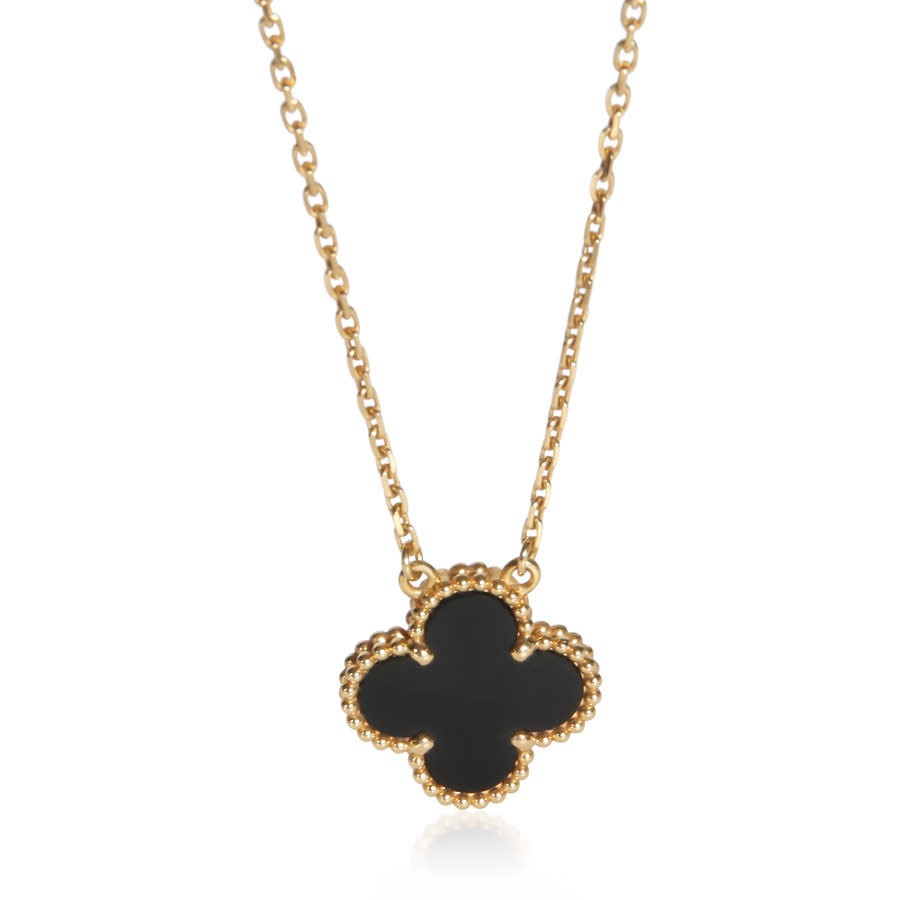 Pre-Owned Van Cleef & Arpels Yellow Gold Onyx Vintage Alhambra Pendant | Jomashop.com & JomaDeals.com