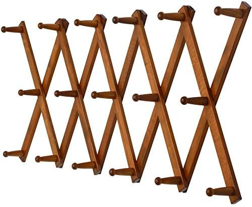 Dseap Accordian Wall Hanger: Wooden Coat Rack Wall Mounted, Hat Racks for Baseball Caps, Mug Rack... | Amazon (DE)