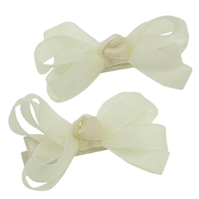Small Ivory Ribbon Bows for Baby Girls Gift -2Pcs | Amazon (US)