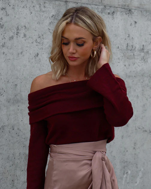 Dreamworld Off The Shoulder Pullover Sweater - Chocolate | VICI