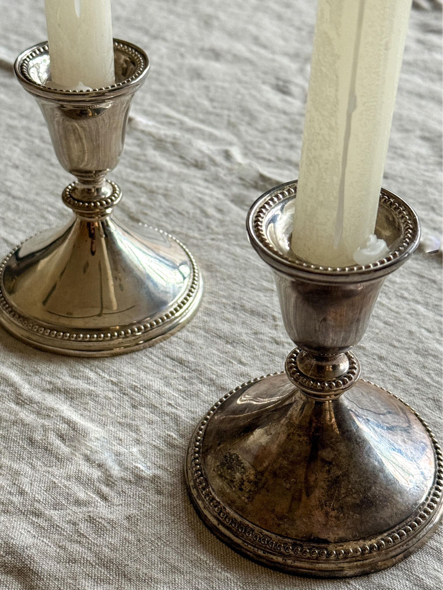 Linen placemat and vintage silver candleholders 

#LTKHome #LTKFindsUnder100 #LTKHoliday