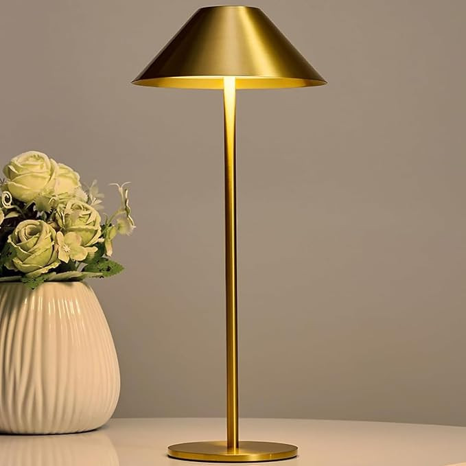 Bojim Gold Cordless Table Lamp, Rechargeable Touch Lamps with 3 Color Dimming, Wireless Battery O... | Amazon (US)