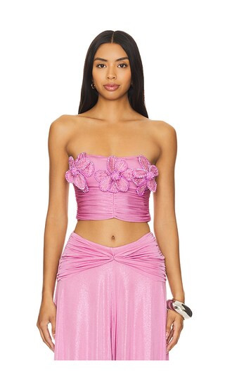 Embroidered Strapless Top in Lilac | Revolve Clothing (Global)