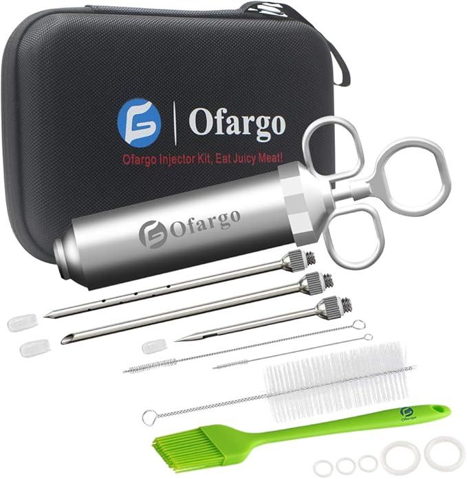 Ofargo 304-Stainless Steel Meat Injector Syringe with 3 Marinade Needles and Travel Case for BBQ ... | Amazon (US)