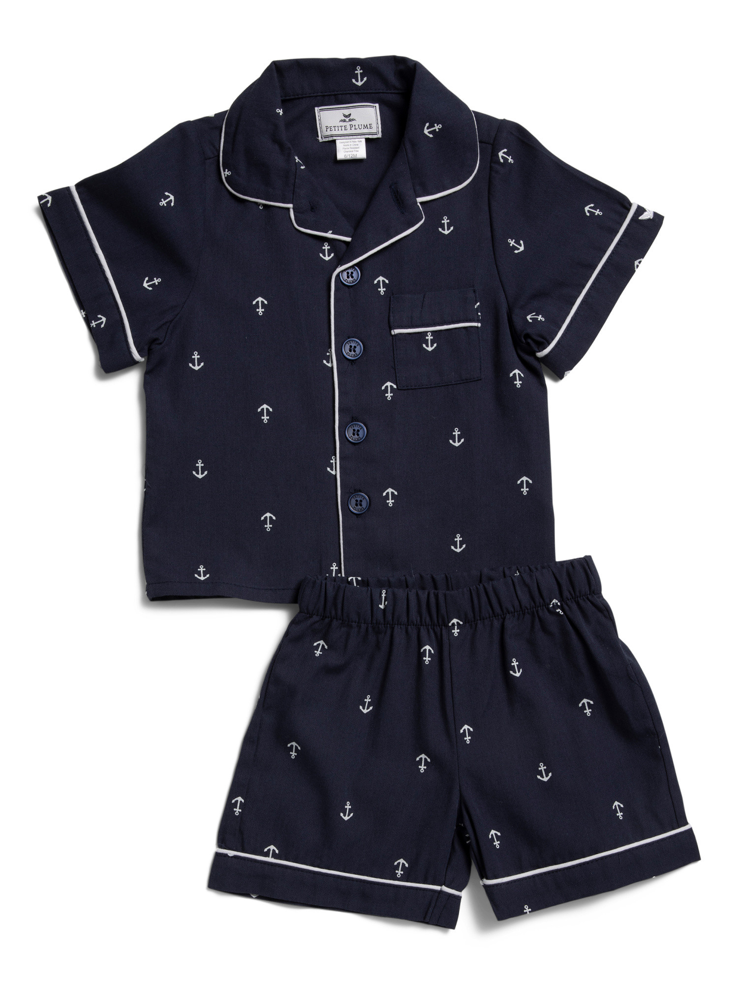 Boys 2pc Portsmouth Anchor Top And Shorts Pajama Set | TJ Maxx